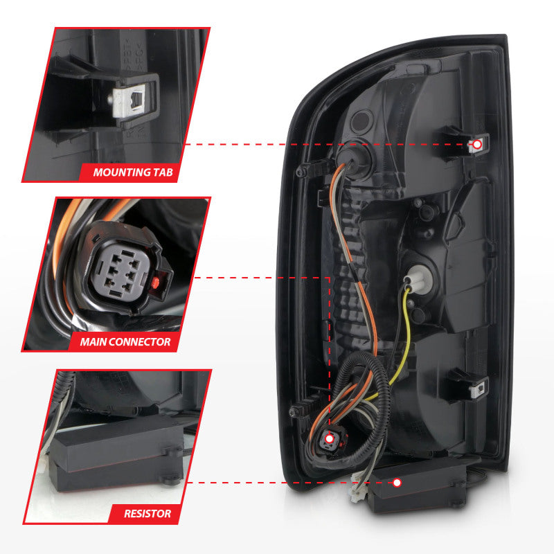 ANZO 15-21 GMC Canyon Full LED Tail Lights w/ Red Lightbar Black Housing Smoke Lens - Burkken Auto Parts