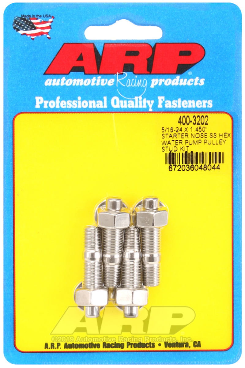 ARP 5/16-24 X 1.450 Starter Nose SS Hex Water Pump Pulley Stud Kit - Burkken Auto Parts