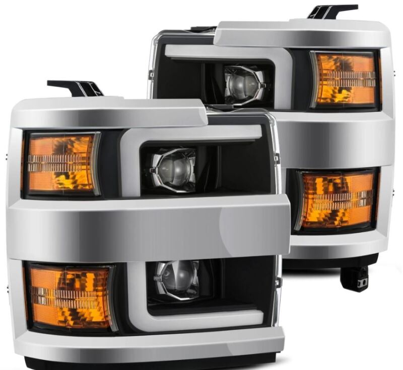 AlphaRex 15-19 Chevy Silverado 2500/3500 LUXX-Series Proj. Headlights Blk w/Actv SeqSig & SBDRL - Burkken Auto Parts