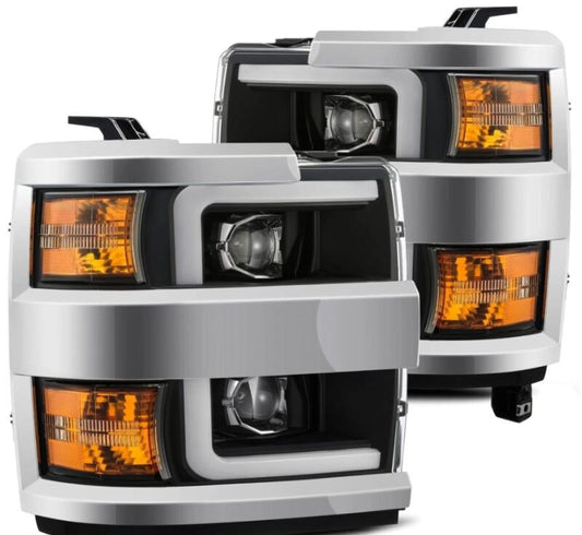 AlphaRex 15-19 Chevy Silverado 2500/3500 LUXX-Series Proj. Headlights Blk w/Actv SeqSig & SBDRL - Burkken Auto Parts