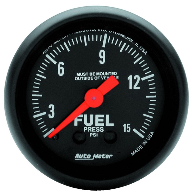 Autometer Z Series 2-1/16in 15 PSI Mechanical Fuel Pressure Gauge - Burkken Auto Parts