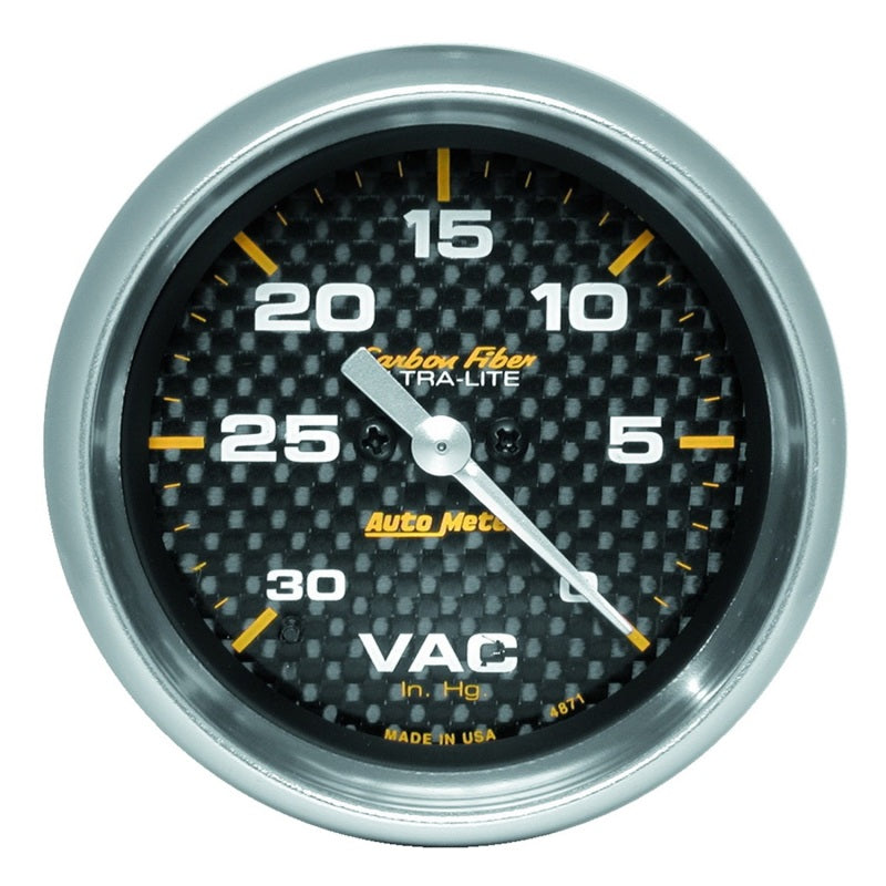 AutoMeter Gauge Vacuum 2-5/8in. 30Inhg Digital Stepper Motor Carbon Fiber - Burkken Auto Parts