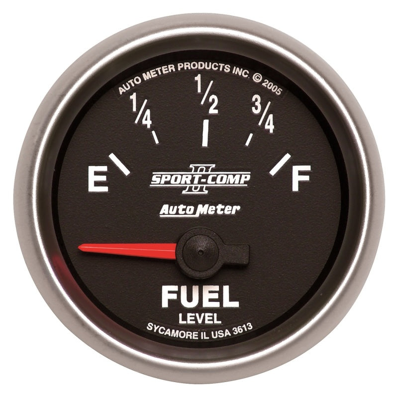 AutoMeter Gauge Fuel Level 2-1/16in. 0 Ohm(e) to 90 Ohm(f) Elec Sport-Comp II - Burkken Auto Parts