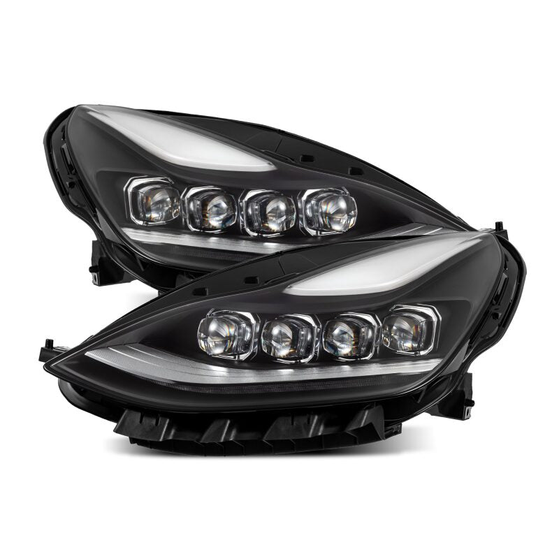 AlphaRex 17-22 Tesla Model 3/20-23 Model Y NOVA-Series LED Proj Headlights Blk w/Actv Lgt & Seq.Sig - Burkken Auto Parts