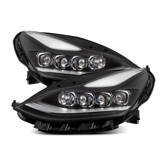 AlphaRex 17-22 Tesla Model 3/20-23 Model Y NOVA-Series LED Proj Headlights Blk w/Actv Lgt & Seq.Sig - Burkken Auto Parts