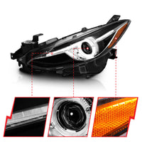ANZO Projector Headlights With Halo Black w/Amber 14-17 Mazda 3 - Burkken Auto Parts