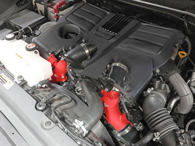 aFe 2022 Toyota Land Cruiser (J300) V6-3.5L (tt) BladeRunner 2.5in Aluminum Hot Charge Pipe - Red - Burkken Auto Parts