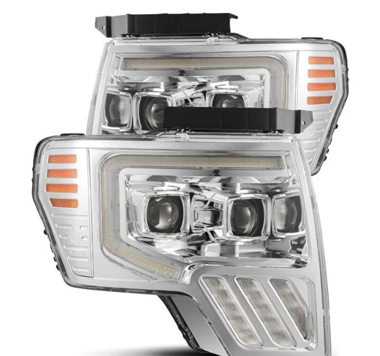 AlphaRex 09-14 Ford F-150 PRO-Series Projector Headlights Plank Style Chrm w/Activ Light/Seq Signal - Burkken Auto Parts