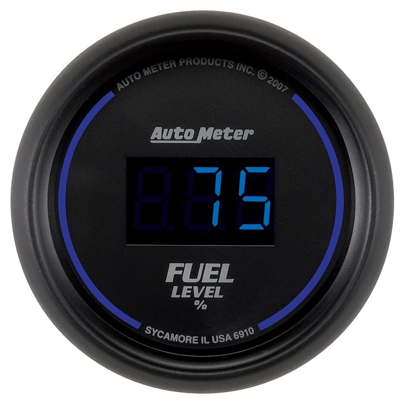 Autometer Cobalt Digital 52.4mm Black Programmable Empty-Full Range Fuel Level Gauge - Burkken Auto Parts