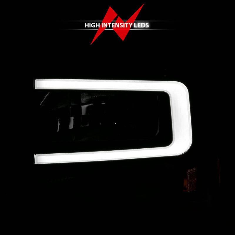 ANZO 99-04 Ford F250/F350/F450/Excursion (excl. 99) Crystal Headlights - w/ Light Bar Black Housing - Burkken Auto Parts