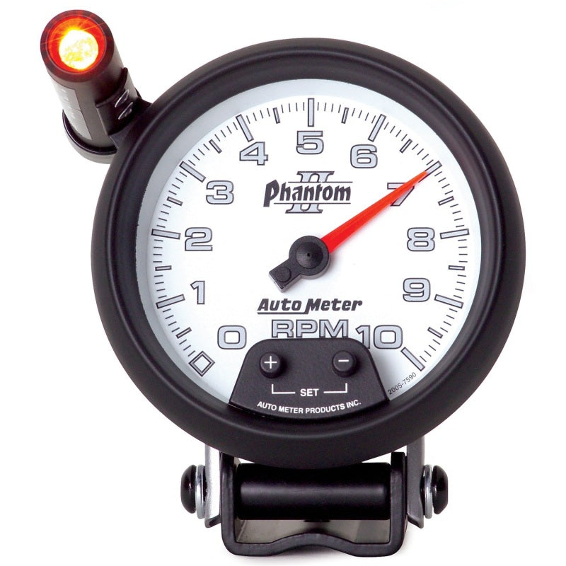 Autometer Phantom II 3.75in Pedestal Mount 10k RPM w/ Ext. Shift-Lite Tachometer - Burkken Auto Parts