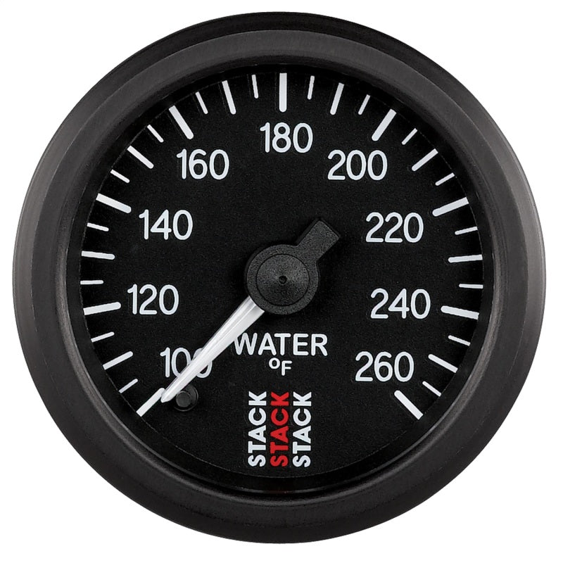 Autometer Stack 52mm 100-260 Deg F 1/8in NPTF Male Pro Stepper Motor Water Temp Gauge - Black - Burkken Auto Parts