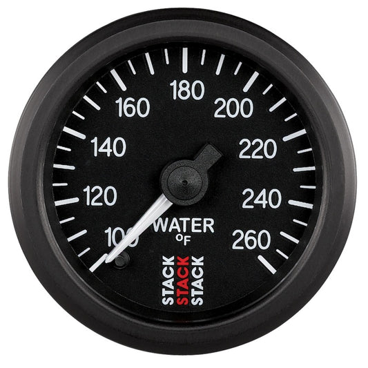 Autometer Stack 52mm 100-260 Deg F 1/8in NPTF Male Pro Stepper Motor Water Temp Gauge - Black - Burkken Auto Parts