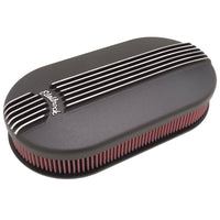 Edelbrock Air Cleaner Classic Series Oval Aluminum 17 5In X 9 35In X 4 45In Dual Carburetor Black - Burkken Auto Parts