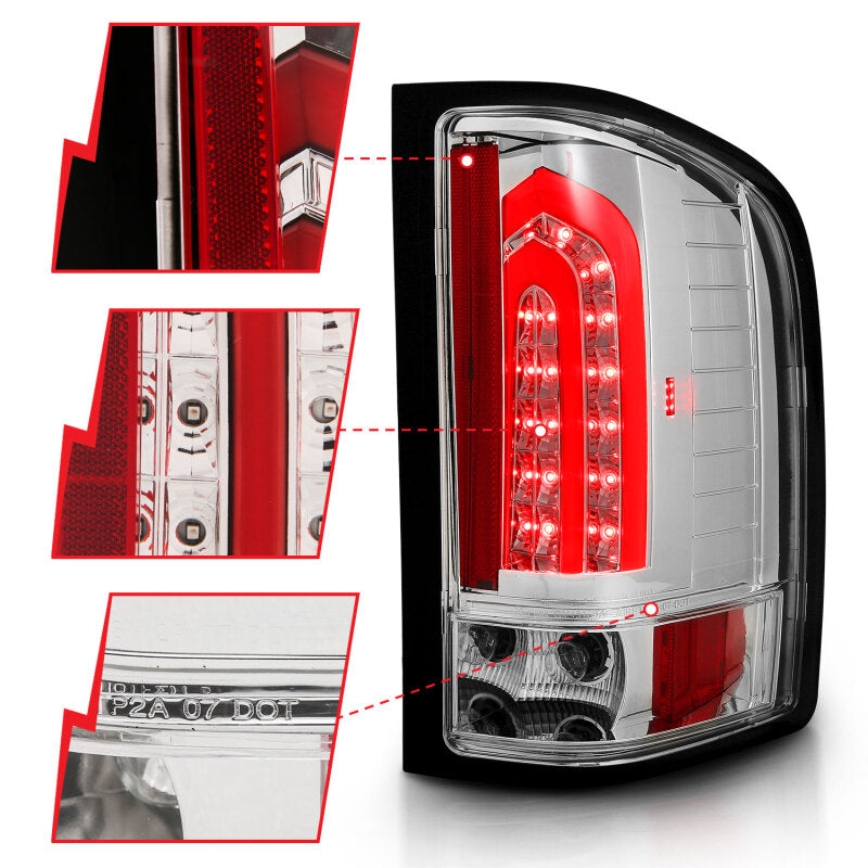 ANZO 2007-2013 Chevrolet Silverado 1500 LED Taillights Chrome - Burkken Auto Parts