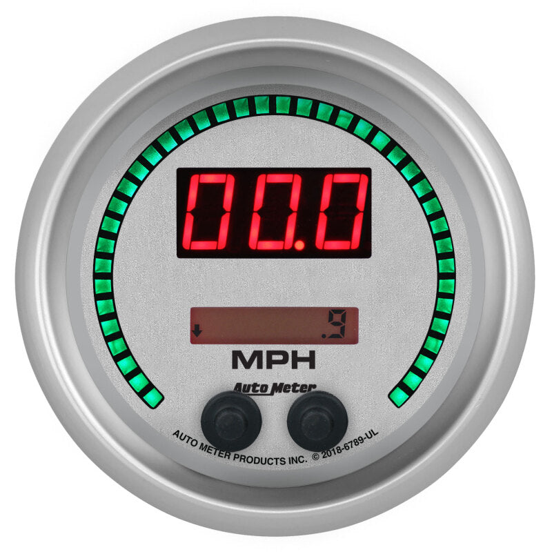 Autometer 85.7mm Silver Switchable 260 MPH / 260 KM/H Speedometer Ultra-Lite Elite Digital Gauge - Burkken Auto Parts