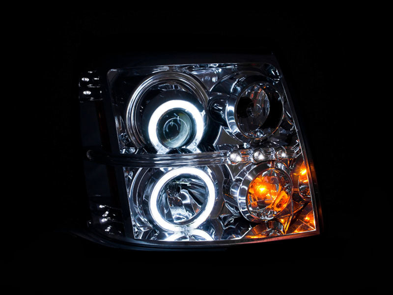 ANZO 2003-2006 Cadillac Escalade Projector Headlights w/ Halo Chrome (CCFL) (HID Compatible) - Burkken Auto Parts