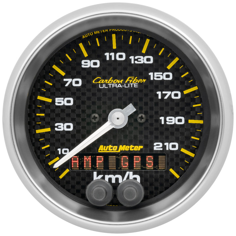 Autometer Carbon Fiber 3-3/8in. 0-225KM/H (GPS) Speedometer Gauge - Burkken Auto Parts