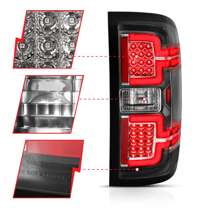 ANZO 2014-2018 Chevy Silverado 1500 LED Taillights Black - Burkken Auto Parts