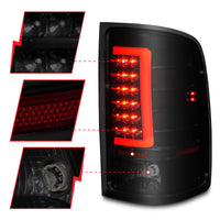 ANZO 2007-2013 GMC Sierra LED Tail Lights w/ Light Bar Black Housing Smoke Lens - Burkken Auto Parts