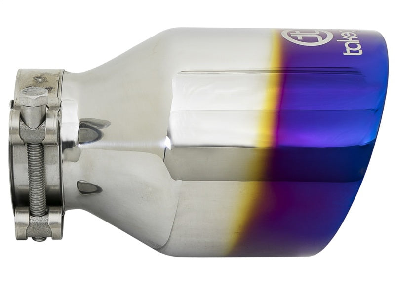 aFe Takeda 304 Stainless Steel Clamp-On Exhaust Tip 2.5in. Inlet / 4.5in. Outlet - Blue Flame - Burkken Auto Parts