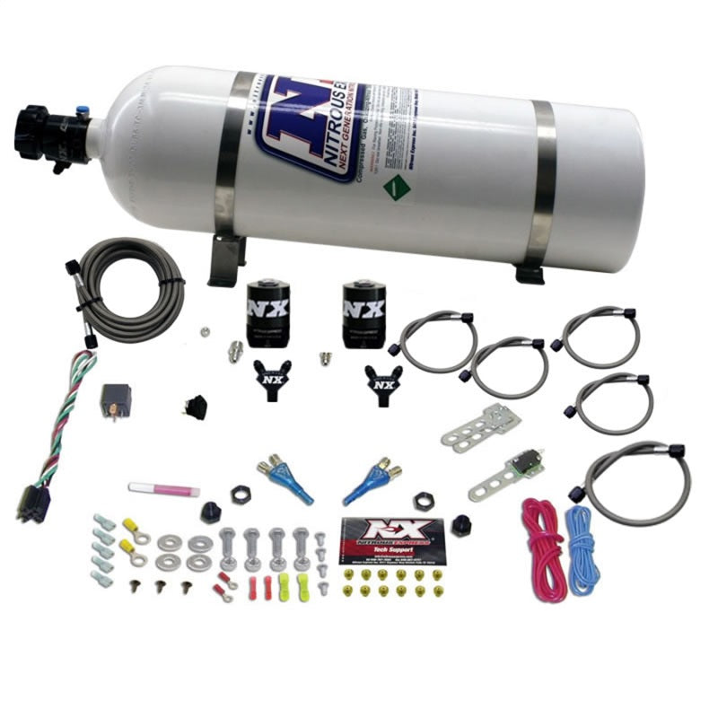 Nitrous Express Dual Nozzle Sport Compact Nitrous Kit (35-50-75HP) w/15lb Bottle - Burkken Auto Parts