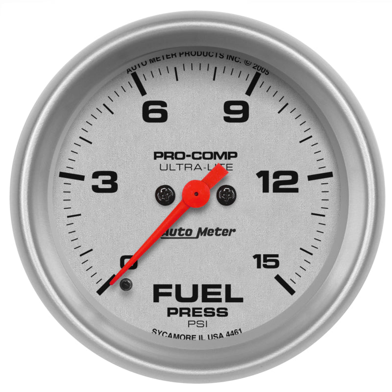 Autometer Ultra-Lite 2-5/8in 15psi Fuel Pressure Gauge - Digital Stepper Motor - Burkken Auto Parts