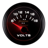 Autometer Phantom II 52.4mm Short Sweep Electronic 8-18 Volts Voltmeter Gauge - Burkken Auto Parts