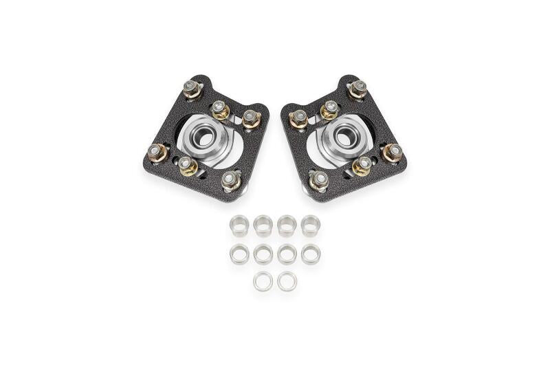 BMR 94-04 Ford Mustang Steel Caster Camber Plates - Black Hammertone - Burkken Auto Parts