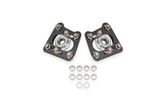 BMR 94-04 Ford Mustang Steel Caster Camber Plates - Black Hammertone - Burkken Auto Parts