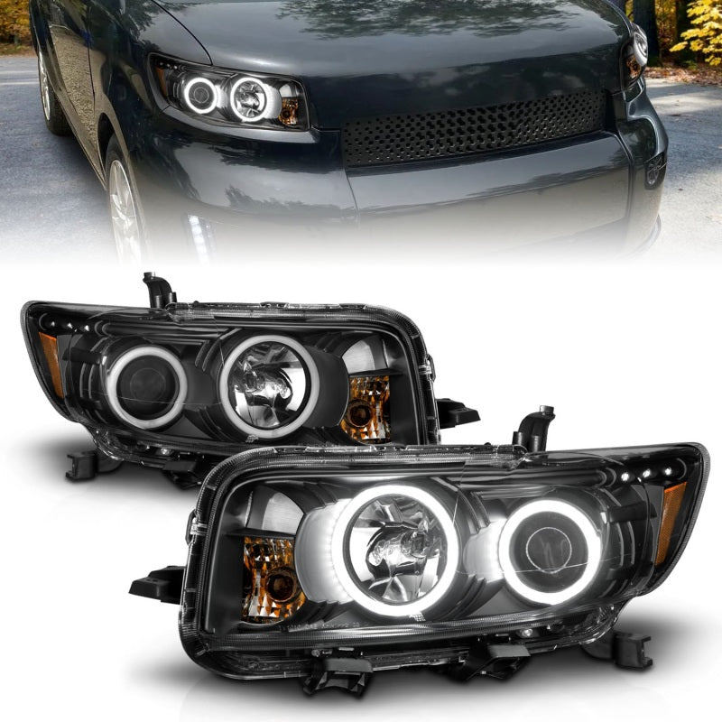 ANZO 2008-2010 Scion Xb Projector Headlights w/ Halo Black - Burkken Auto Parts