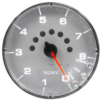 Autometer Spek-Pro Gauge Tachometer 5in 8K Rpm W/Shift Light & Peak Mem Silver/Chrome - Burkken Auto Parts