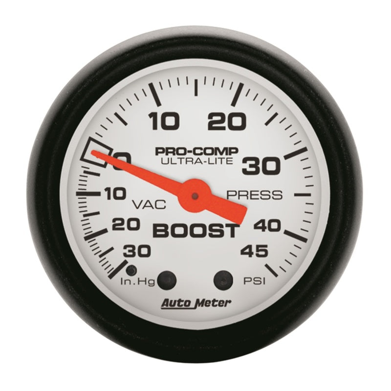 Autometer Phantom 52mm 30in Hg-Vac/45PSI Mechanical Vacuum/Boost Gauge - Burkken Auto Parts
