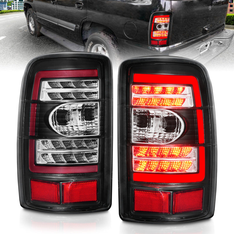 ANZO 2000-2006 Chevrolet Tahoe LED Tail Lights w/ Clear Lens Black Housing - Burkken Auto Parts