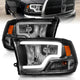 ANZO 2009-2018 Dodge Ram 1500 Crystal Headlights w/ Light Bar Black Housing - Burkken Auto Parts