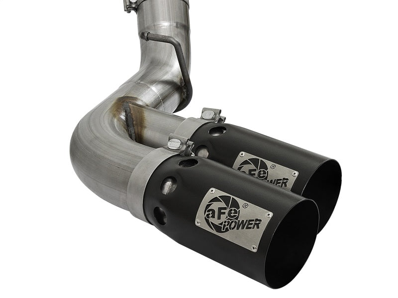 aFe Victory Series 4in 409-SS DPF-Back Exhaust w/ Dual Black Tips 2017 GM Duramax V8-6.6L(td) L5P - Burkken Auto Parts