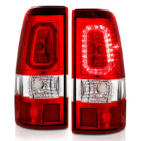 ANZO 2003-2006 Chevy Silverado 1500 LED Taillights Plank Style Chrome With Red/Clear Lens - Burkken Auto Parts
