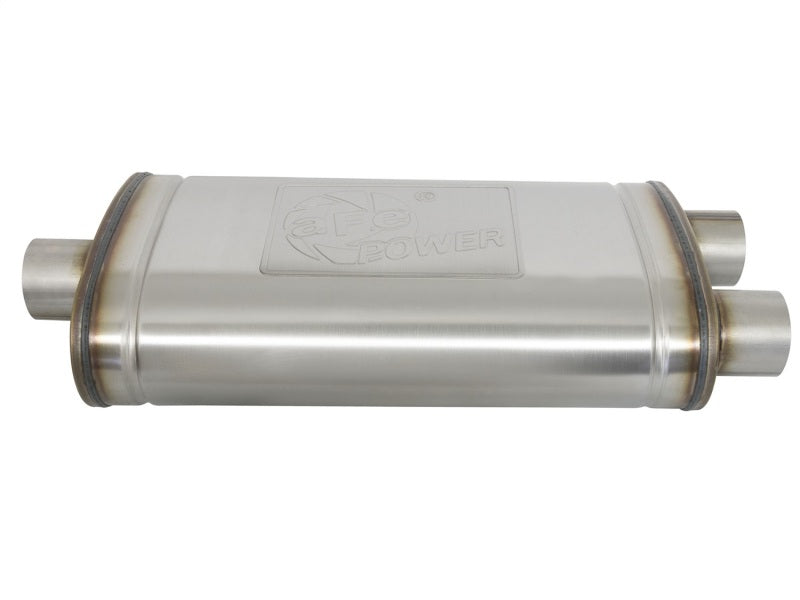 aFe MACHForce XP SS Muffler 3in Center Inlet / 3in Offset Outlet 22in L x 11in W x 6in H Body - Burkken Auto Parts