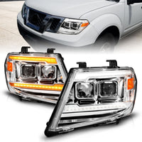 ANZO 09-20 Nissan Frontier Chrome Projector Plank Style DRL w/ Switchback & Sequential LED DRL - Burkken Auto Parts