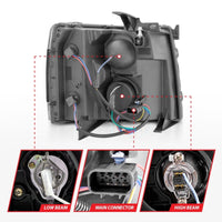 ANZO 2007-2013 Chevrolet Silverado 1500 Projector w/ Light Bar Black Housing w/ Sequential - Burkken Auto Parts