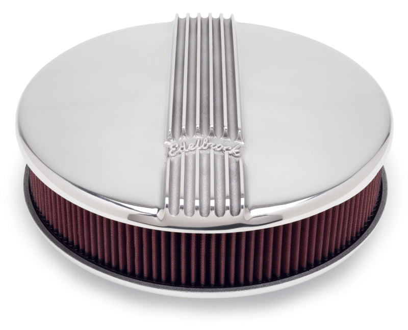 Edelbrock Air Cleaner Classic Series Round Aluminum Top Cloth Element 14In Dia X 3 9In Polished - Burkken Auto Parts