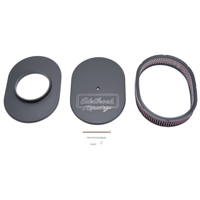 Edelbrock Air Cleaner Victor Series Oval Aluminum Top Cloth Element 11 875In X 8 25In X 3 75In Black - Burkken Auto Parts