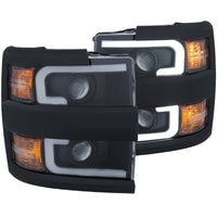 ANZO Projector Headlights 15-17 Chevrolet Silverado 2500HD / 3500HD Black w/ Black Rim - Burkken Auto Parts