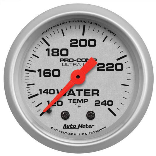 Autometer Ultra-Lite 52mm 120-240 Deg F Mechanical Water Temp Gauge 12in Tubing - Burkken Auto Parts