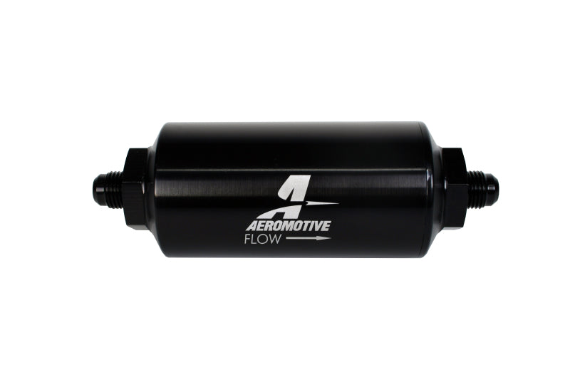 Aeromotive In-Line Filter - (AN-6 Male) 40 Micron Stainless Mesh Element Bright Dip Black Finish - Burkken Auto Parts