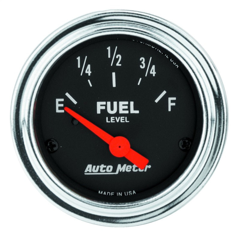 Autometer Traditional Chrome 2-1/16in 0 Ohm - 30 Ohm Full Electrical Fuel Level Gauge - Burkken Auto Parts