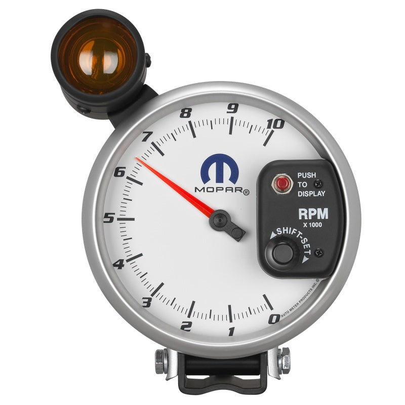 Autometer Mopar 5in / 10k RPM / Pedestal Mount White Tachometer w/ Shift Light - Burkken Auto Parts