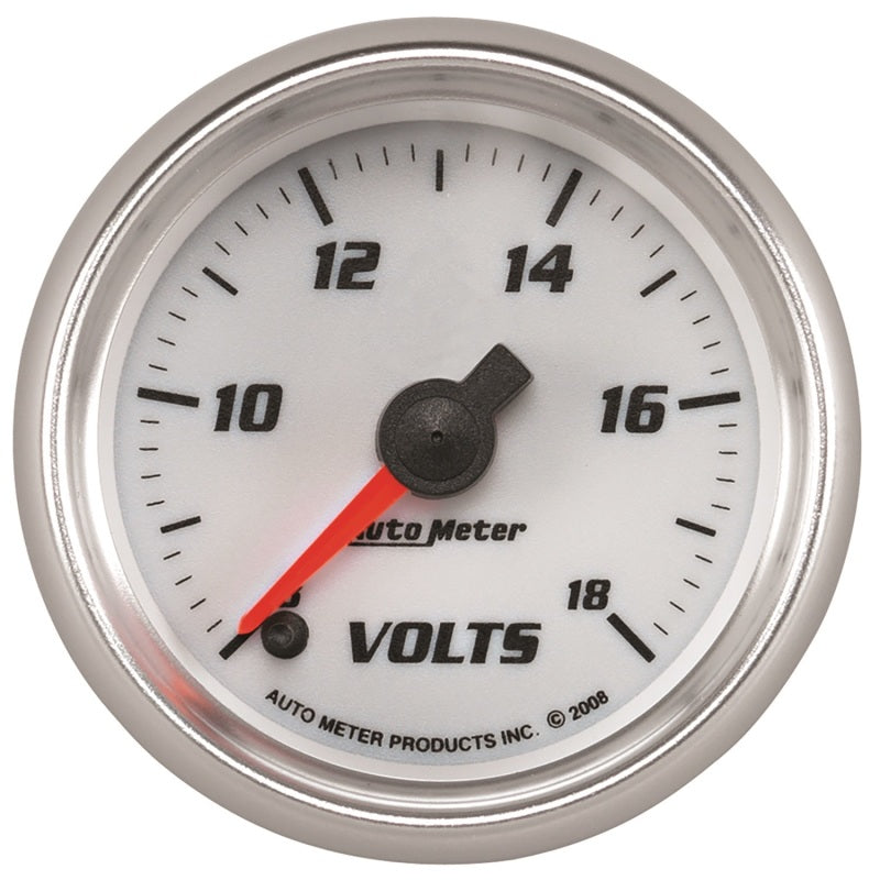 Autometer Pro-Cycle Gauge Voltmeter 2 1/16in 18V Digital Stepper Motor White - Burkken Auto Parts