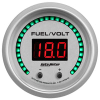 Autometer 52.4mm Silver Switchable 0-100 Fuel Level/8-18V Voltmeter Ultra-Lite Elite Digital Gauge - Burkken Auto Parts