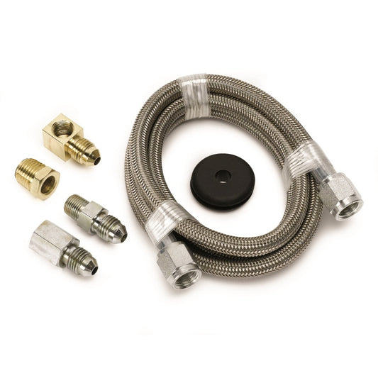 Autometer #4 Braided SS Line (-4AN) 4ft 3/16in ID Fittings - Burkken Auto Parts